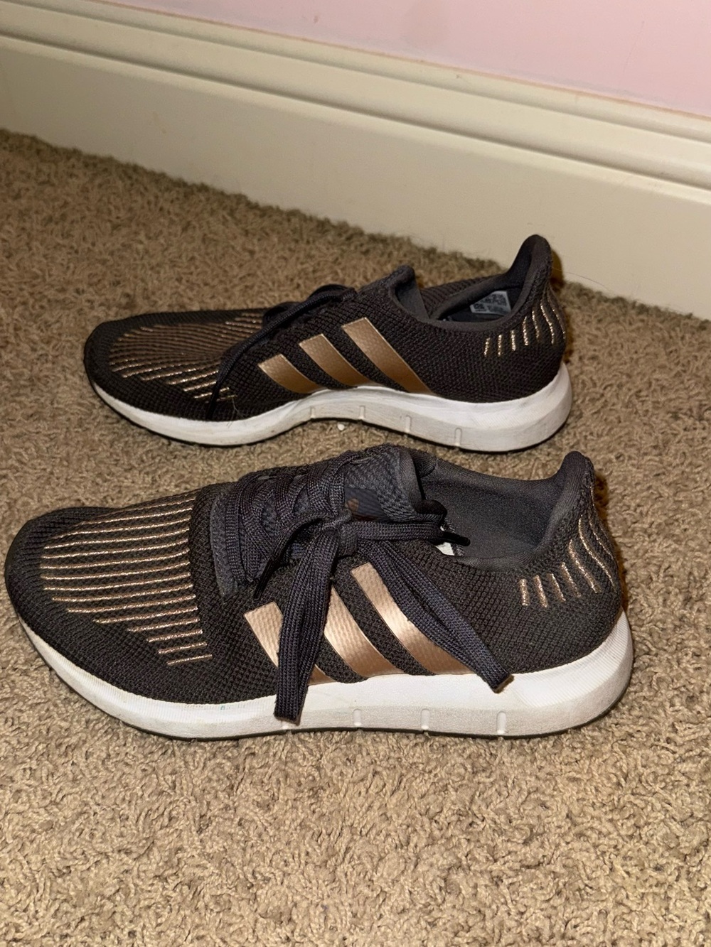 adidas Black and Rose Gold Running Shoes